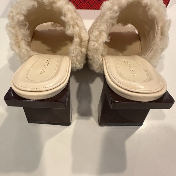 Tory Burch Block T Shearling Mule Sandal - SIZE 9 - Picture 5 of 5